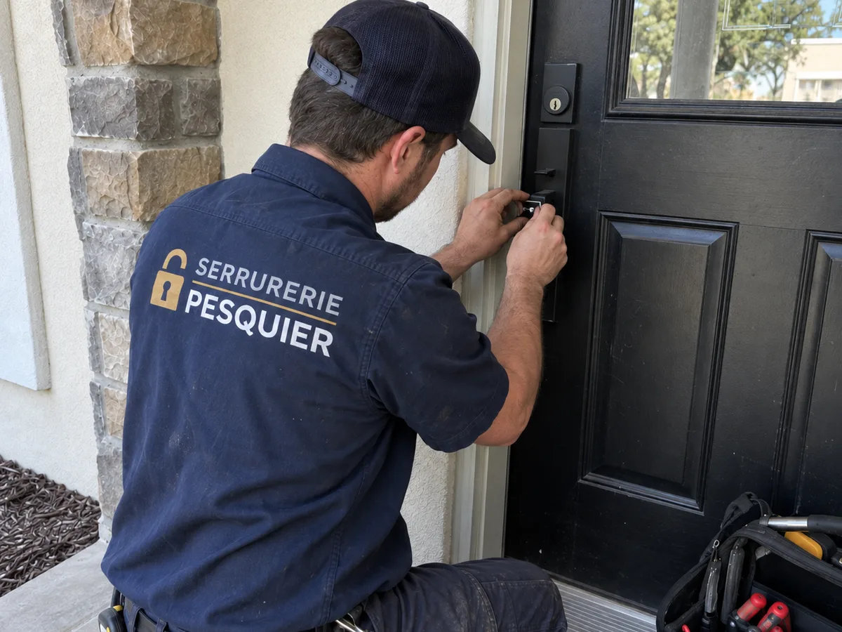 Artisan Serrurerie Pesquier en intervention sur une serrure de porte